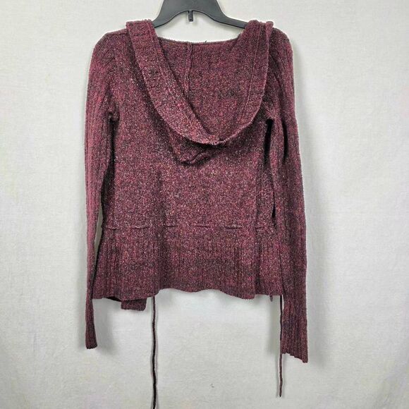 Maurices Burgundy Knit Hooded Cardigan Sweater Women’s Medium - Picture 4 of 8
